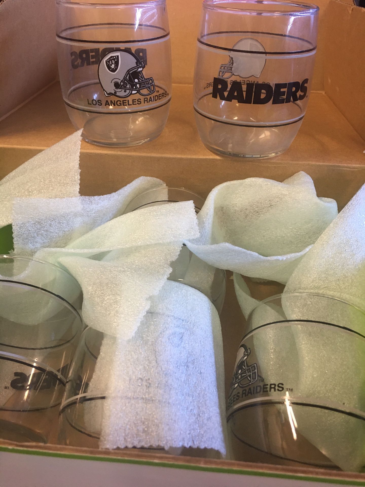 Vintage Los Angeles Raiders Glass And Coffee Mugs