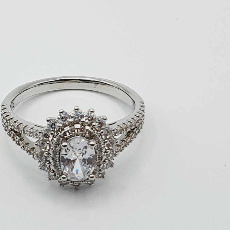 "Double Layer CZ Lovely Silver Dainty Luxury Flower Ring for Gift, K896