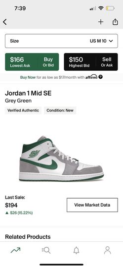 Jordan 1 Mid SE Grey Green Thumbnail