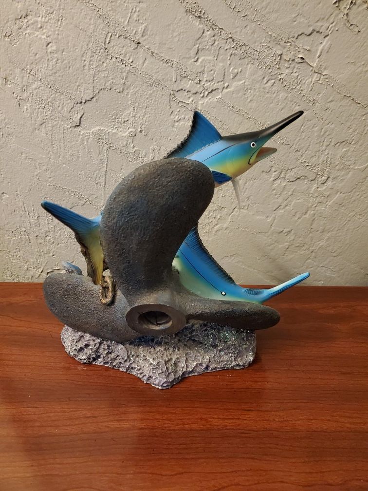 Fishes on propeller with glittery shells decor beach theme coastal nautical