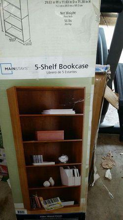 Mainstays 5 Shelf Bookcase Alder Wood, How To Assemble A Mainstays 5 Shelf Bookcase