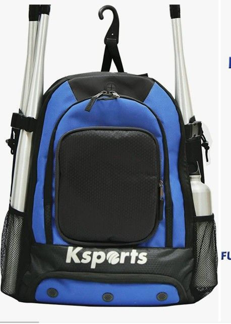 Baseball Bag Blue- Backpack for Baseball, T-Ball & Softball