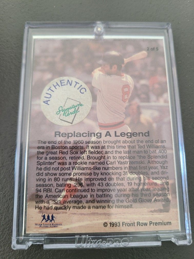 Carl Yastremski Autograph Card