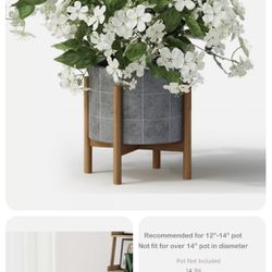 Plant Stand Flower Pot Holder - Indoor Bamboo Mid Century Modern Plant Holder Thumbnail