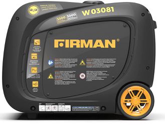 New Firman W03081 3300/3000 Watt Recoil Start Gas Portable Generator  Product details The Firman W03081 Inverter generator features 3300 starting watt Thumbnail
