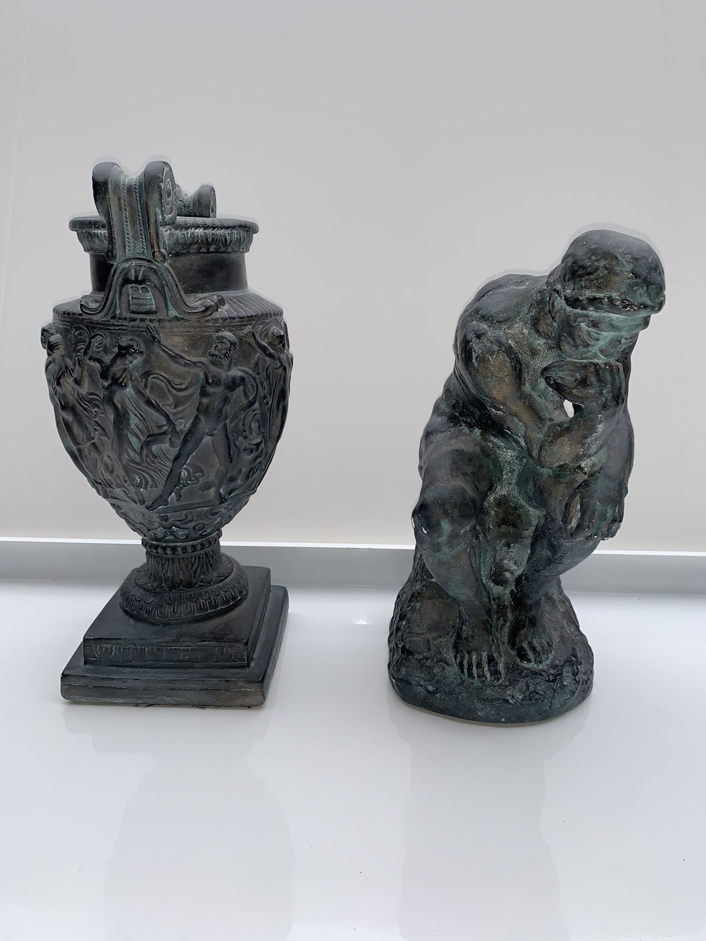 Urn + The Thinker Statue