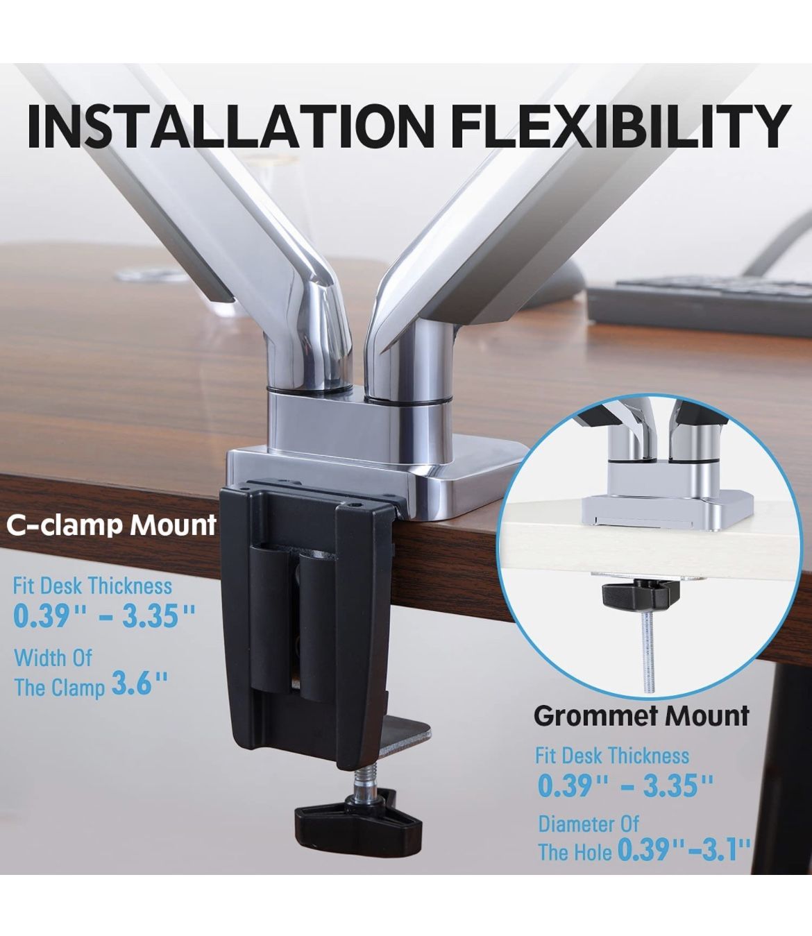 New - Dual Monitor Desk Mount - Aluminum