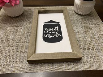 Farmhouse, Rustic kitchen decor, wood sign, sweet on the inside Thumbnail