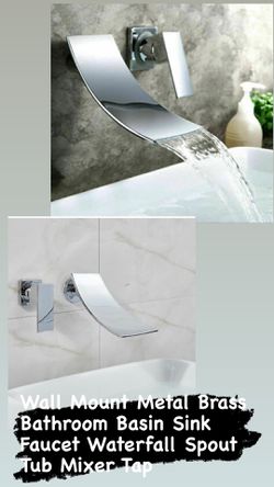 Wall Mount Metal Brass Bathroom Basin Sink Faucet Waterfall Spout Tub Mixer Tap 💥💥💥 Thumbnail