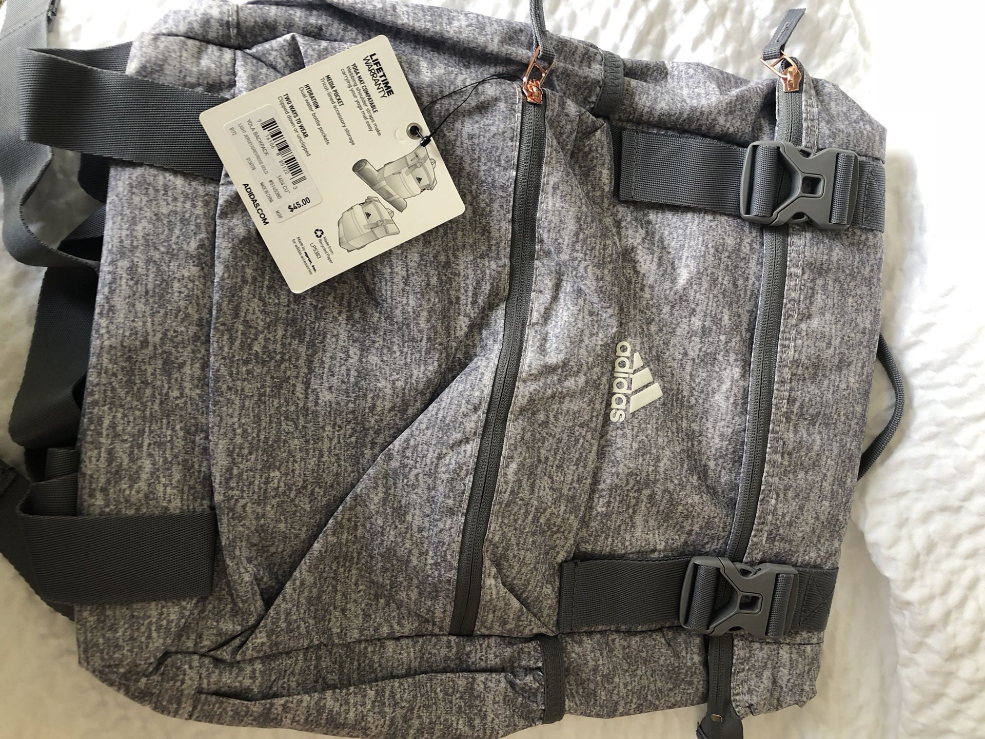 NEW never used, Adidas backpacks, available colors grey & black, 5 compartment, paid over $45, asking $20