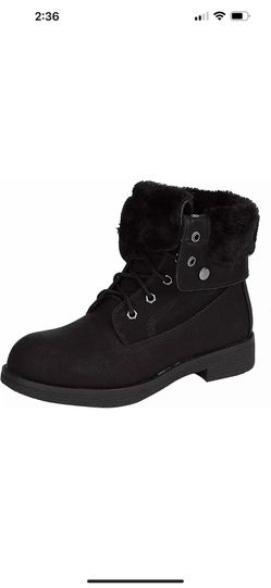 Women Winter Warm Snow Boots Fur-lining Lace Up Combat Boots Ankle Boots US SIZE Thumbnail