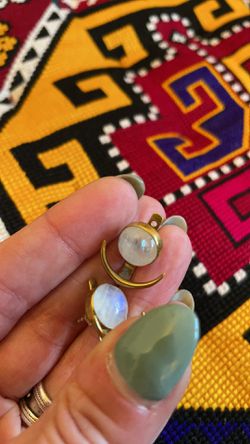 Locally Made Moonstone & Brass Earrings Thumbnail