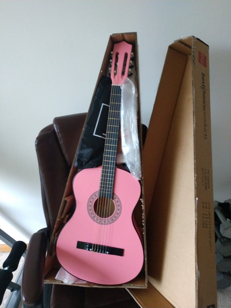 Brand New 38" Pink Guitar