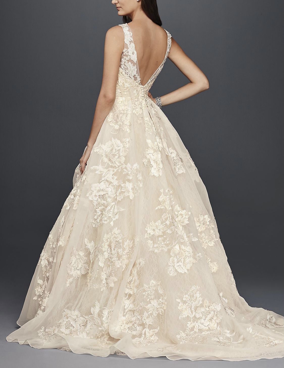 Oleg Cassini High Neck Tank Lace Wedding Dress