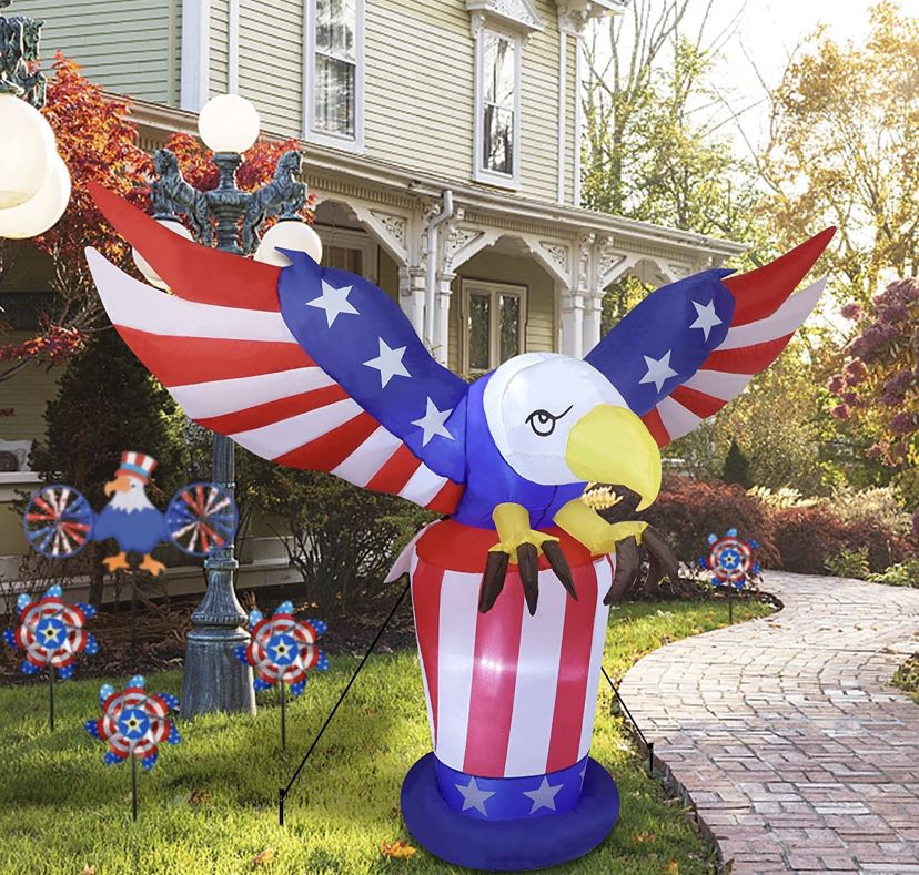 6 FT Long Patriotic Independence Day Airblown Inflatable Bald Eagle