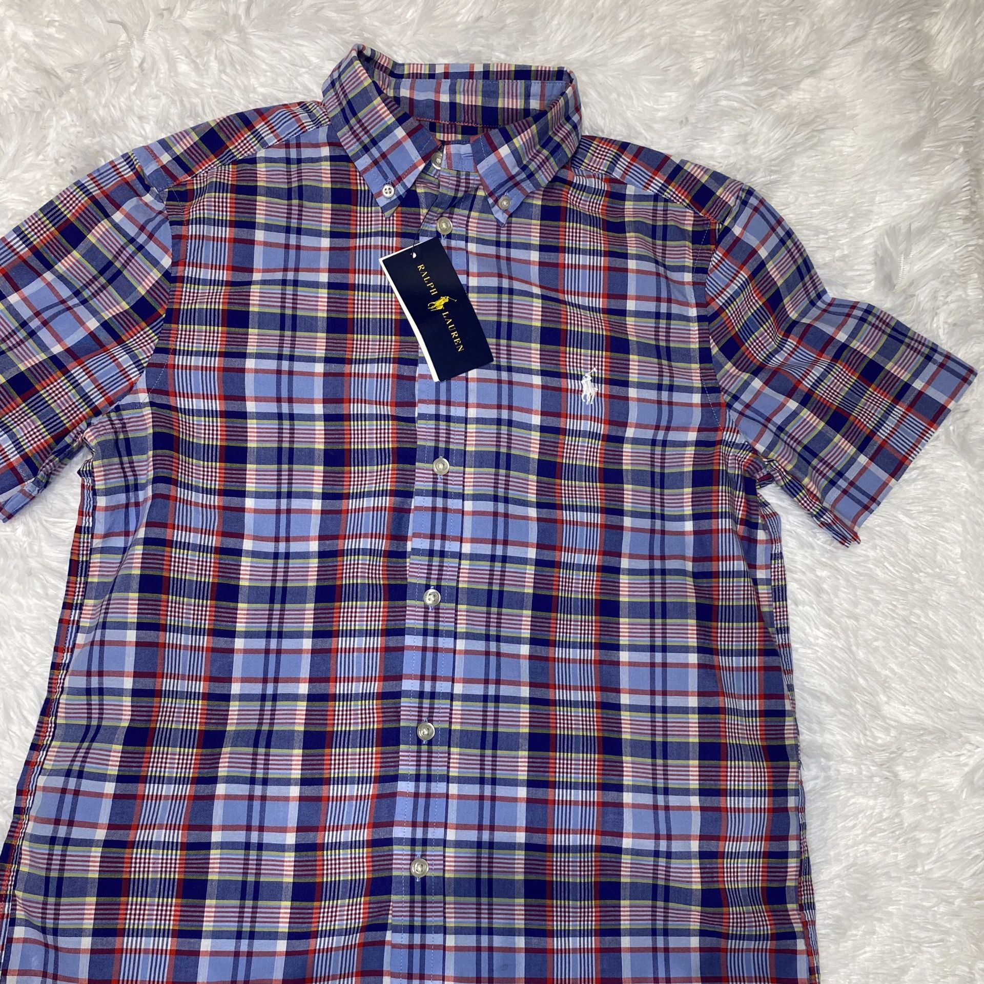 Polo Oxford Shirt Blue Plaid