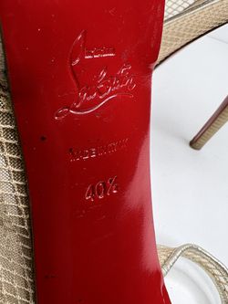 Christian Louboutin matte gold net heels pumps size 40.5 Thumbnail