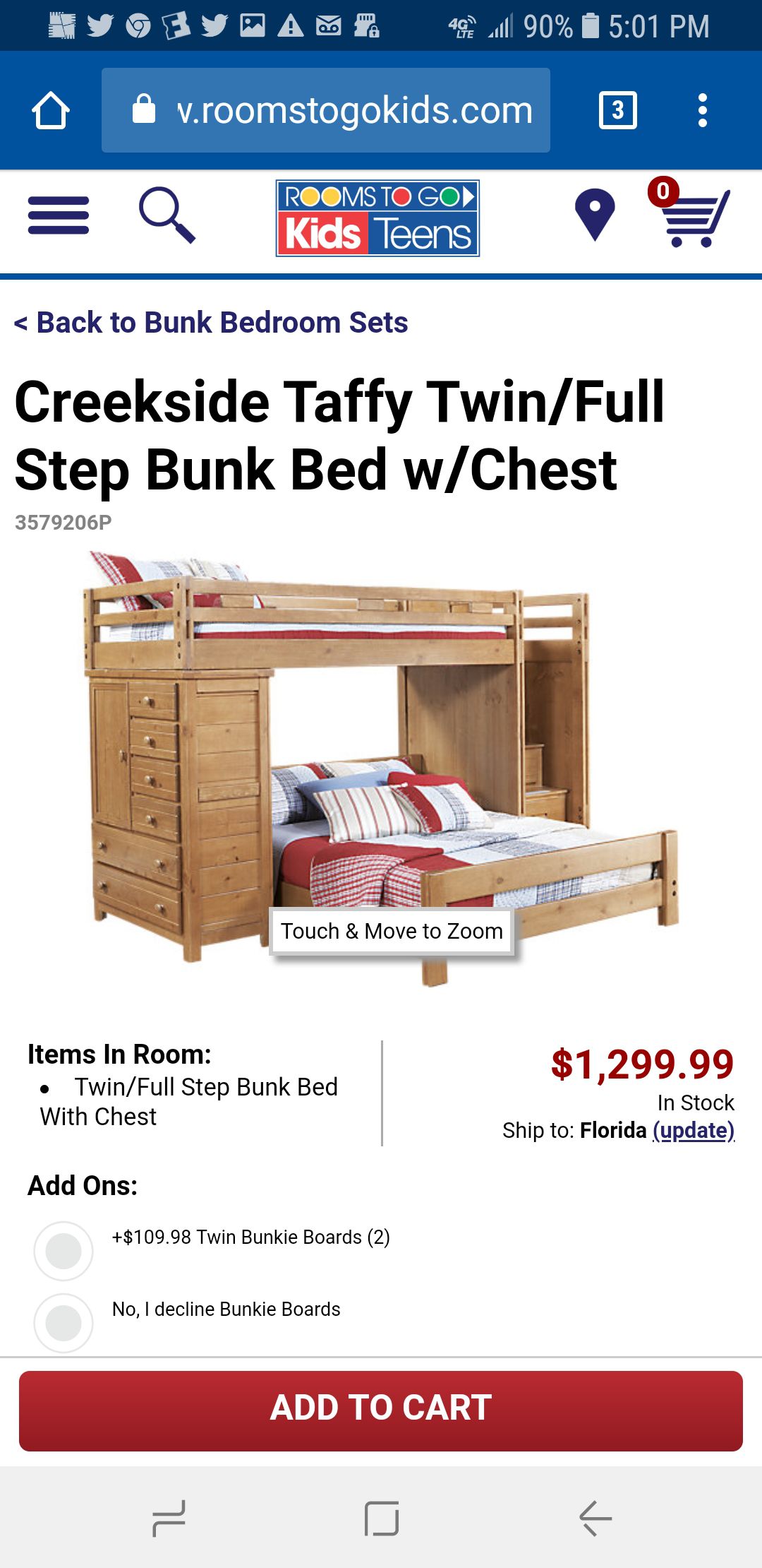 Creekside Twin Full Loft Bunk Bed, Canyon Creekside Bunk Bed