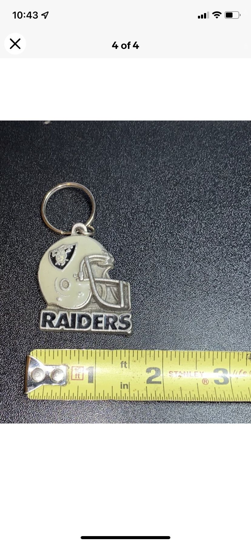 Vintage Oakland Raiders Helmet Key Chain. Made in USA Rare. Pewter