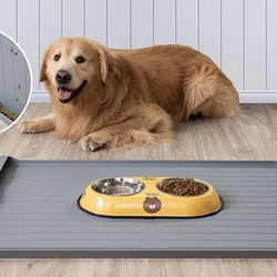 Dog Mat for Food and Water, 36”x24” Silicone Dog Food Mat with a Pocket for Collect Residue, Non Slip Dog Bowl Mat Anti-bite Pet Food Mats Waterproof  Thumbnail