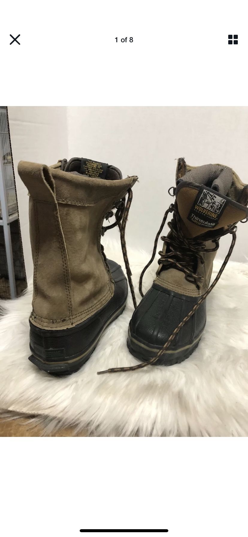 Wolverine Mens 7 Leather Rubber Boots Brown Black TInsulate Work