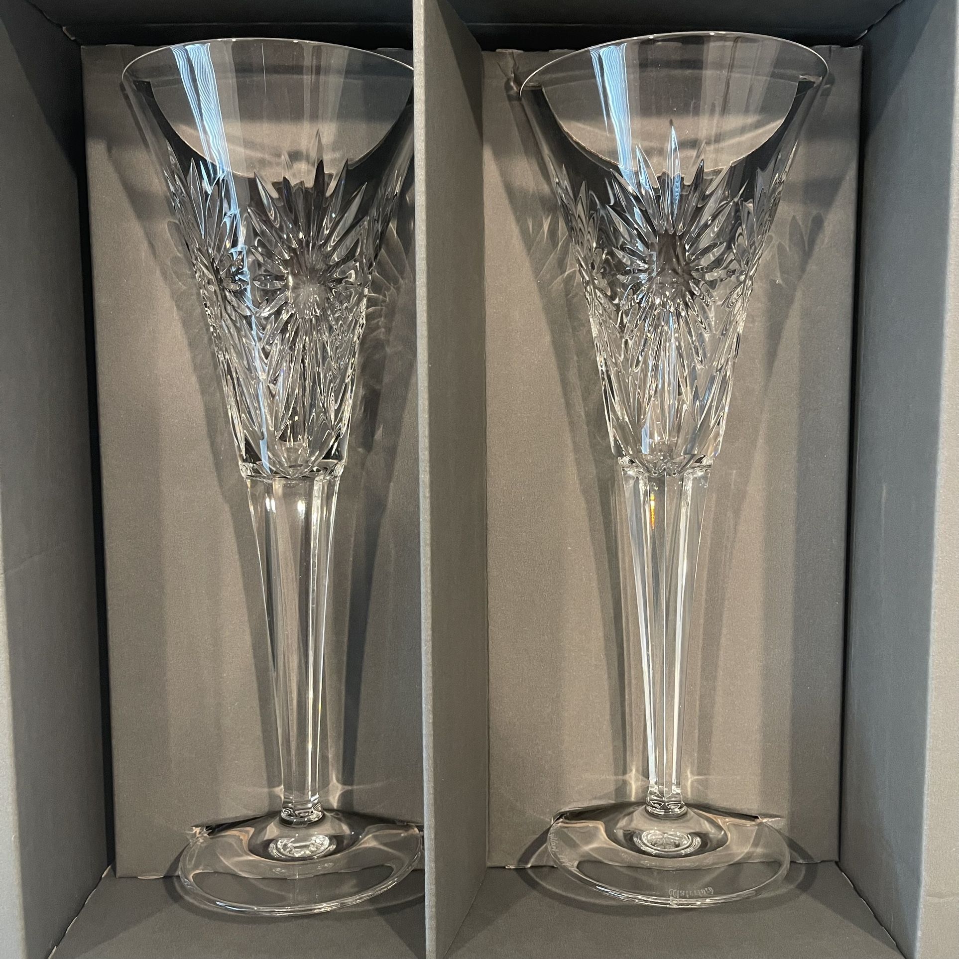 Waterford Millennium Collection Toast To The Year 2000 Champagne Flutes Complete Rare Set