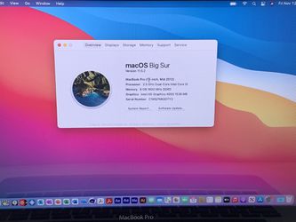 Macbooo Pro 13” 2.5GHz i5 2012 8GB RAM 500HB HDD MacOS BIG SUR 2021  Thumbnail