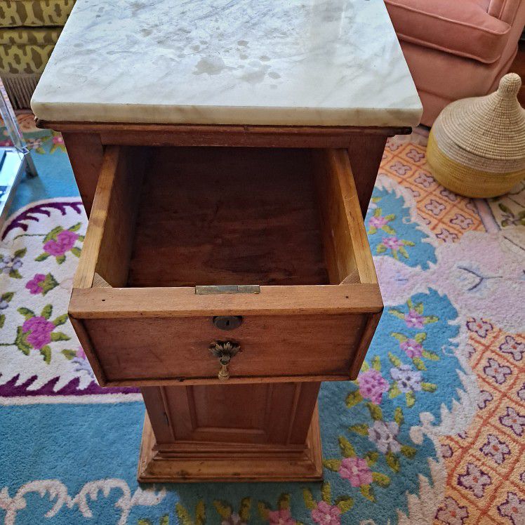 Vintage Cabinet Plant Stand Solid Wood Pedestal Table