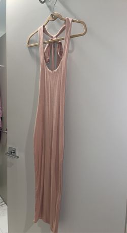 Oh Polly blush pink halter strap tie body con midi dress new with tags on Thumbnail