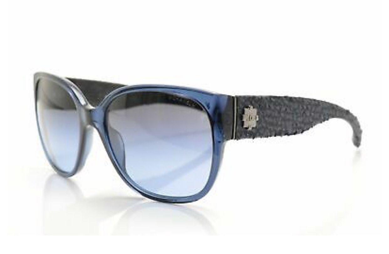 CHANEL SUNGLASSES NAVY BLUE TWEED 5237