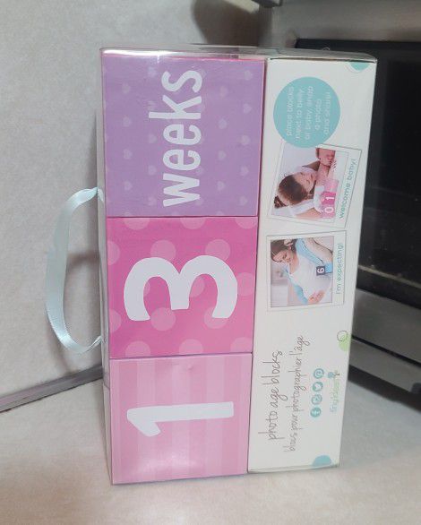Photo Sharing Baby Age Milestone Blocks pink