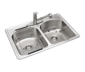 All-in-One Drop-In Stainless Steel 33 in. 3-Hole Double Bowl Kitchen Sink Thumbnail