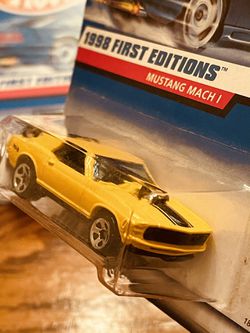 1998 Hot Wheels #670 First Edition 29/40 MUSTANG MACH 1 Yellow Variant w5 Spoke Thumbnail