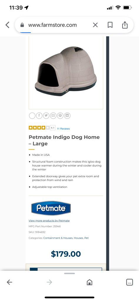 Petmate Igloo Indigo Dog Home - Large