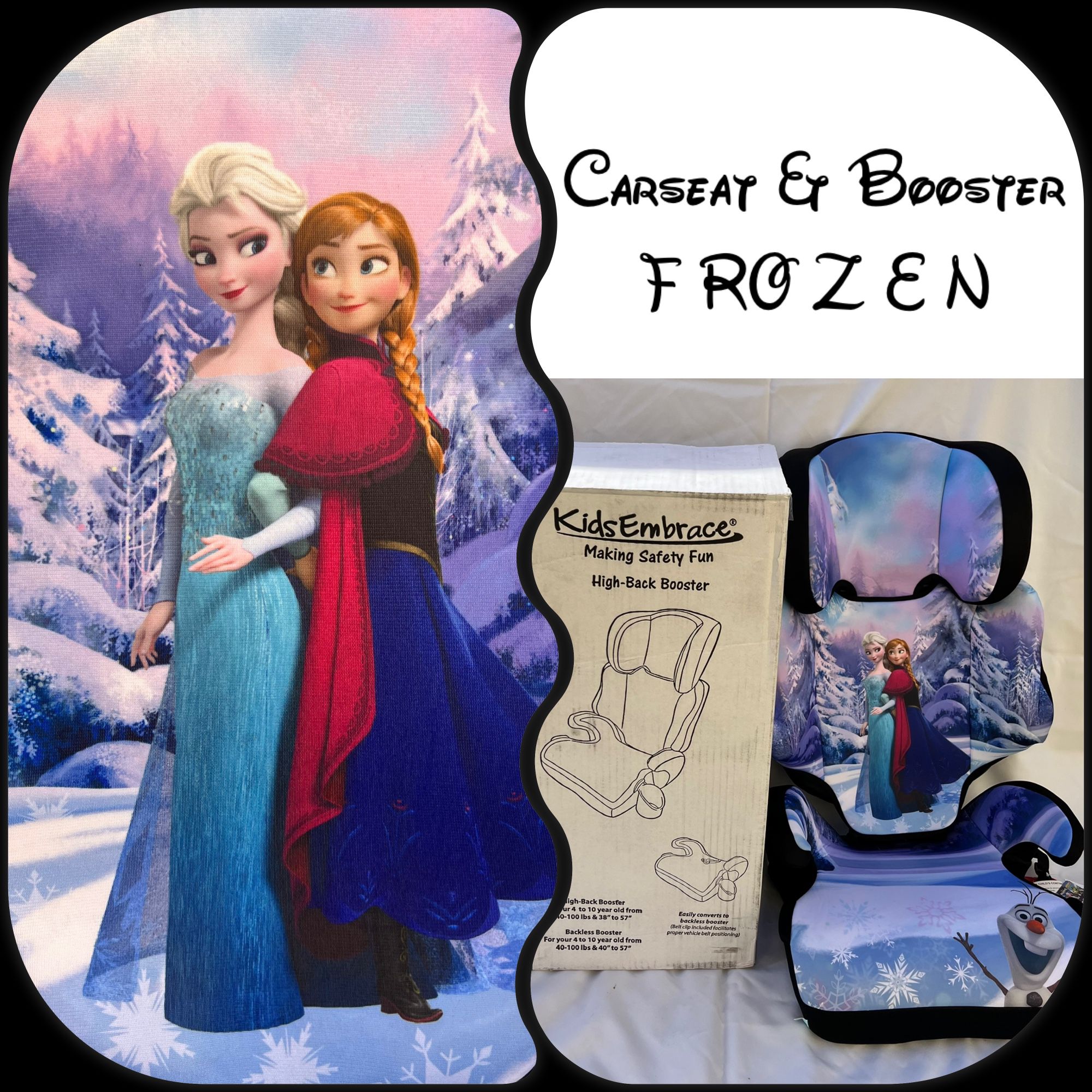 New In Box Carseat & Booster FROZEN ANA & ELSA 
