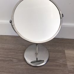Double sided mirror for makeup vanity magnifying swivel silver steel chrome  Thumbnail