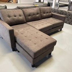 Gray - Sectional Sofa & Reversible Ottoman - In Stock * * * Same Day Delivery * * * Financing Available Thumbnail