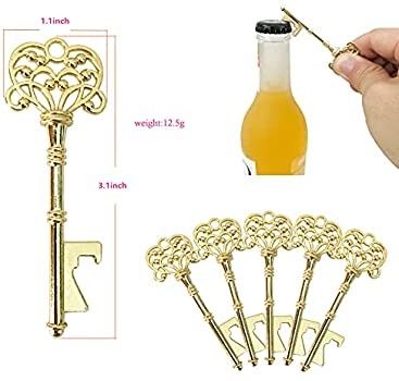 PCS Key Bottle Openers,Vintage Skeleton Key Bottle Opener,Wedding Favors Bottle Opener with Escort Card Tag and Key Chains,Wedding Party Favor Souveni