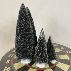 Department 56 Frosted Topiary Trees Set of 10 (3-11.5”) Christmas Village VGC Thumbnail