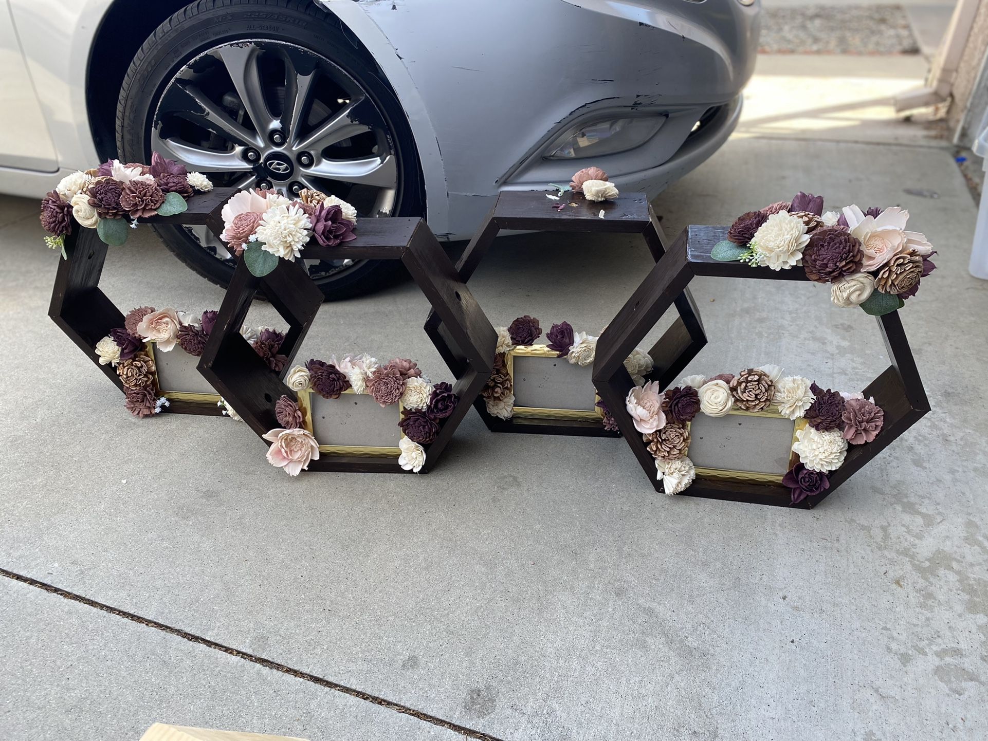 Centerpieces Hexagon Wood $40