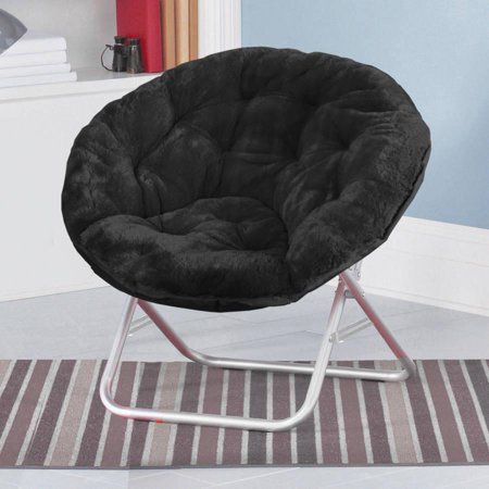 Mainstays Faux Fur Saucer Chair, Black Black - 