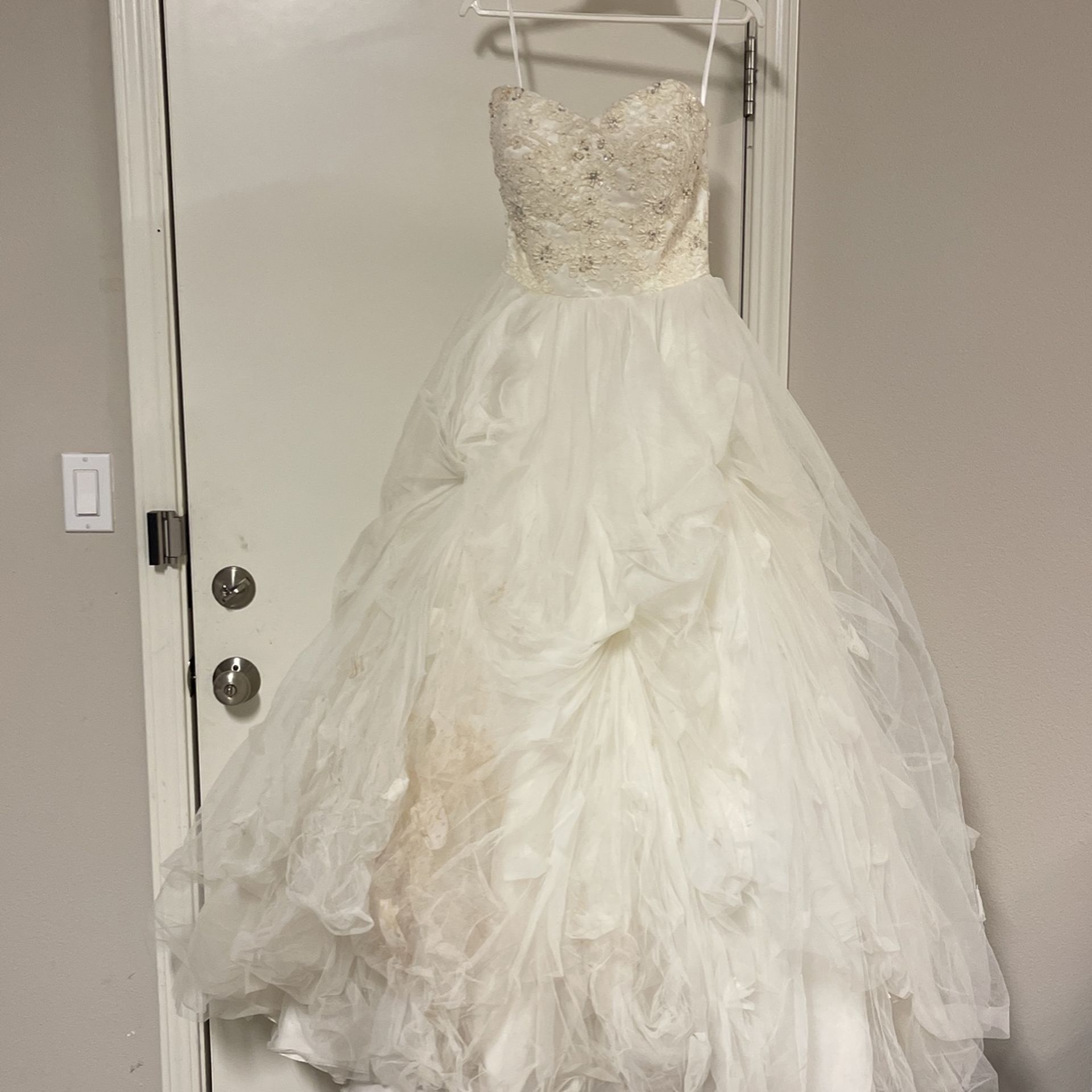 Wedding Dress Tulle With Beaded Top Size 2