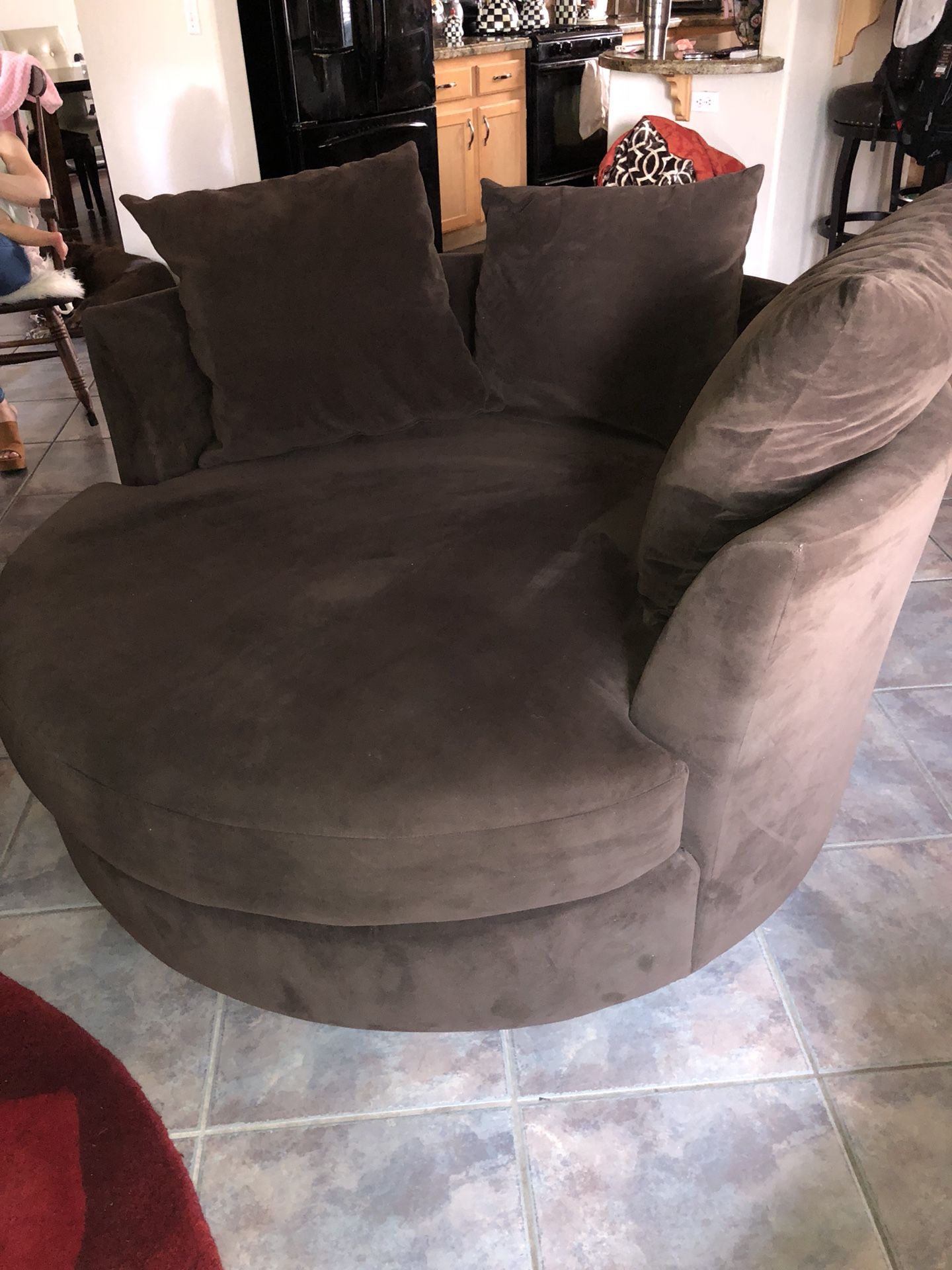 Z Gallerie Cuddler Chair + Pier 1 Imports Abbie Chocolate Loveseat for