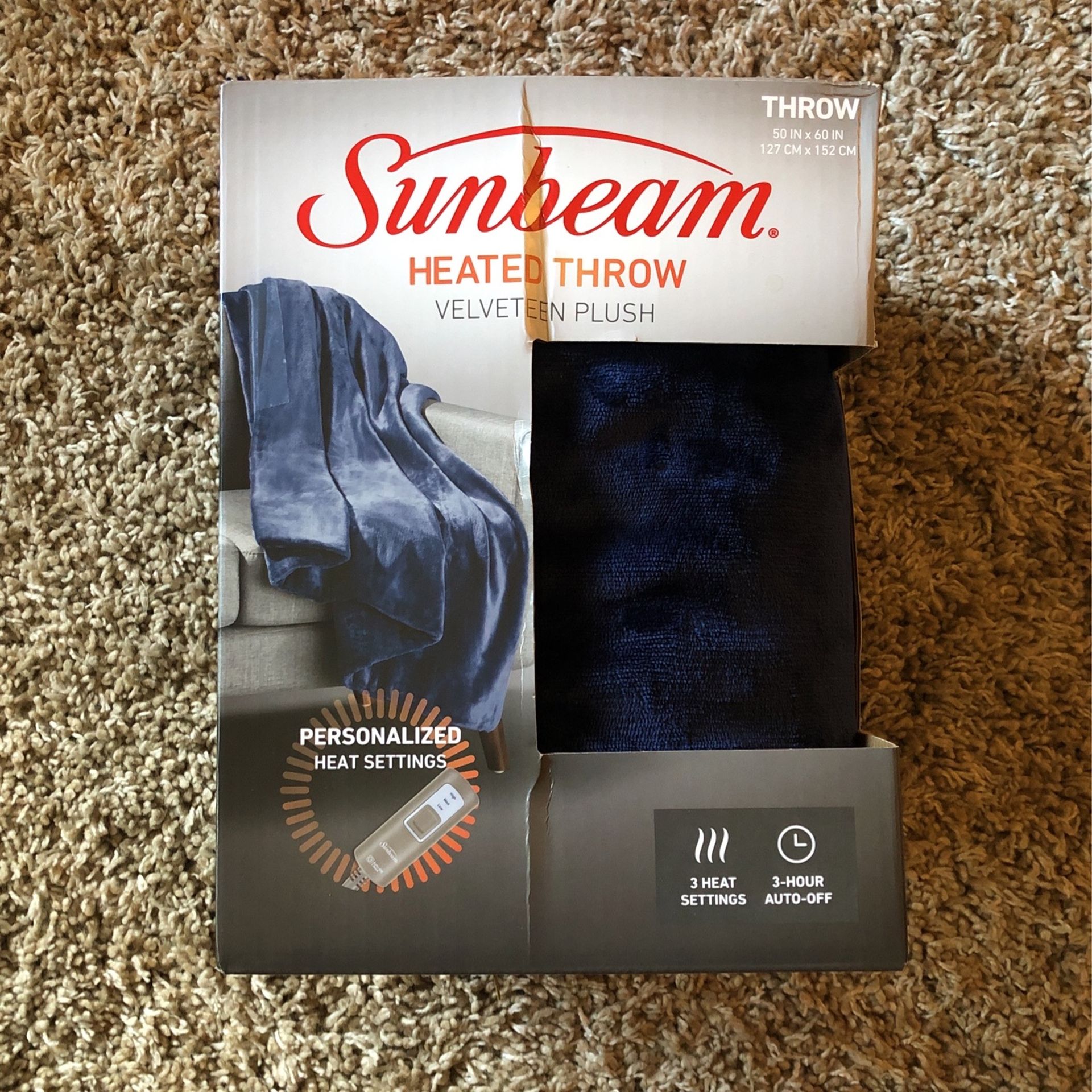 BRAND NEW plush heated throw blanket (Sunbeam)