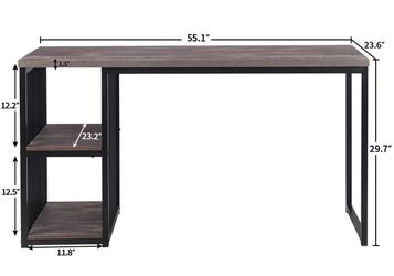 New Home Office Computer Desk, 55 Inch Writing Desk with 2 Storage Shelves on Left or Right, Stable Thumbnail