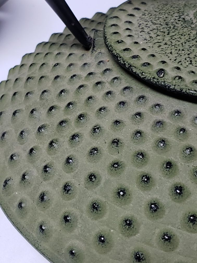 11pc iron green hobnail tea set