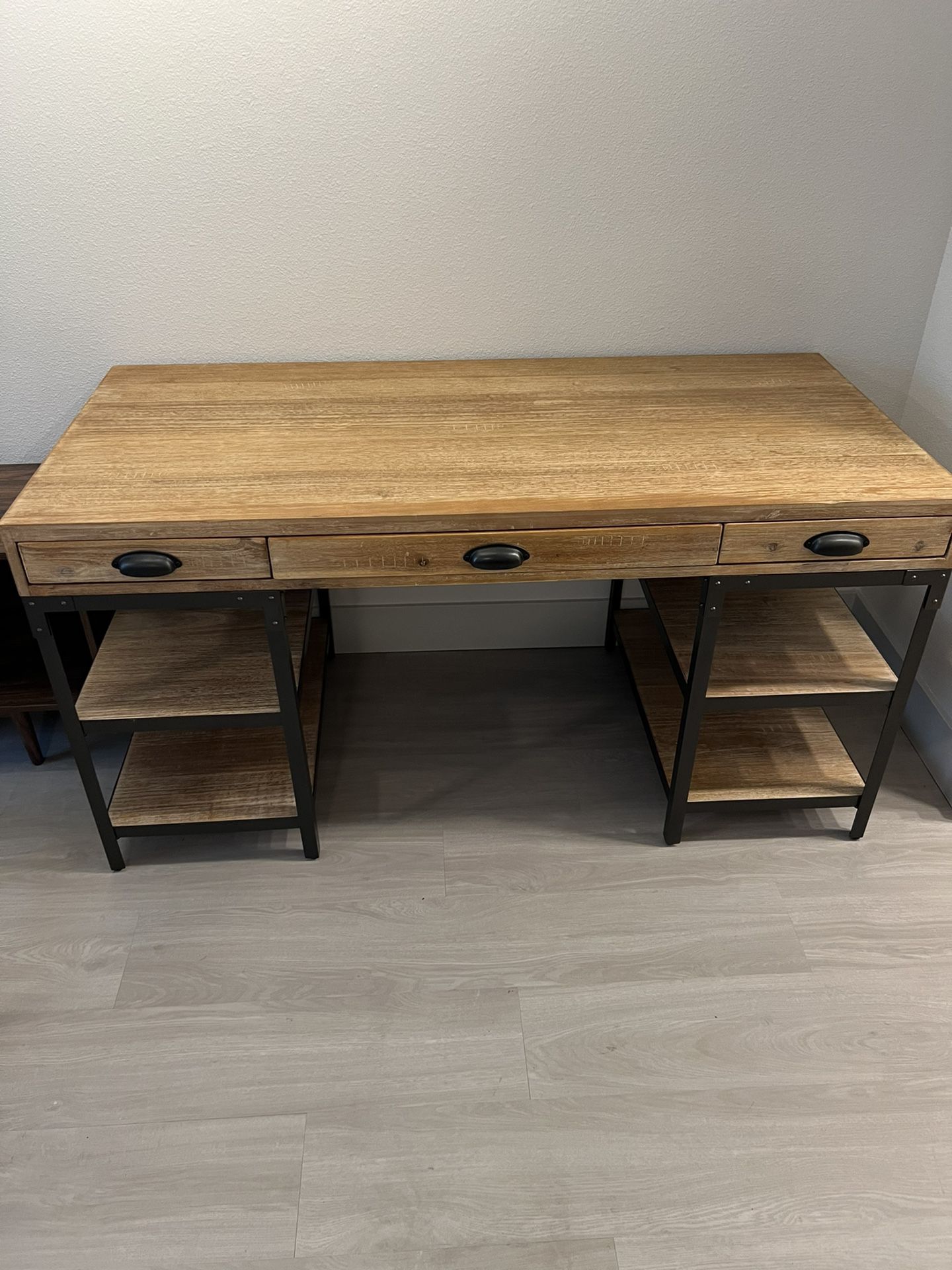 Wood and Metal Teagan Desk with Shelves