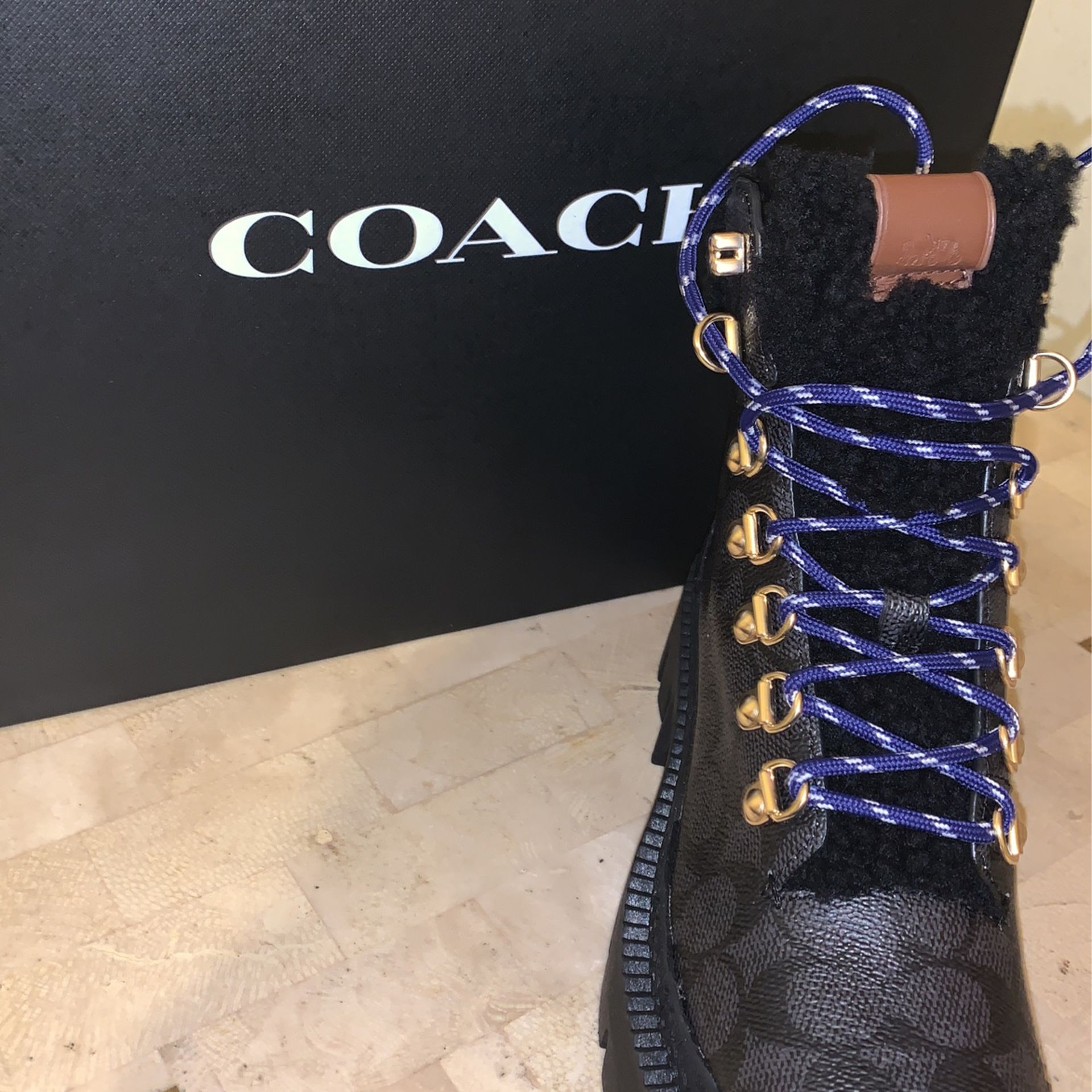 COACH NY JANEL SIGNATURE BOOTS AND SLIDES 
