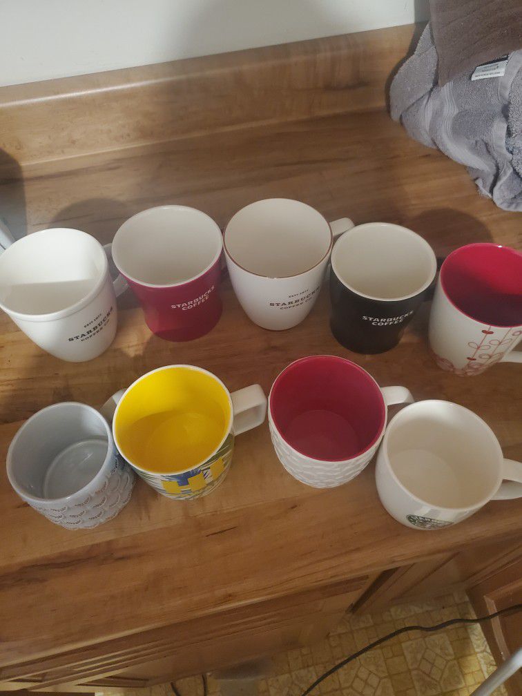 9 Various Starbucks Mugs - One Has A Chip