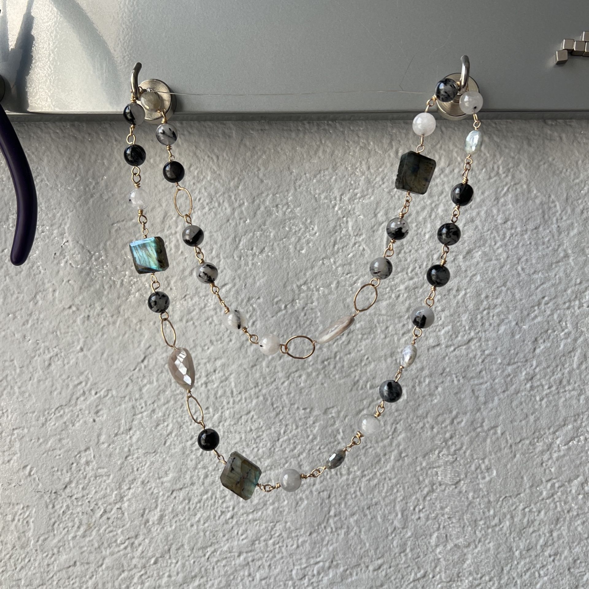Mixed Gemstone Necklace On 14k Gold Filled Handmade By Me